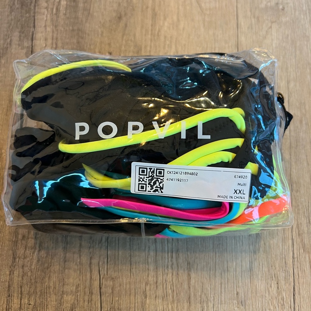 POP Vibe Women's Black Bikini with Neon Multi-Color Straps - Picture 5 of 6